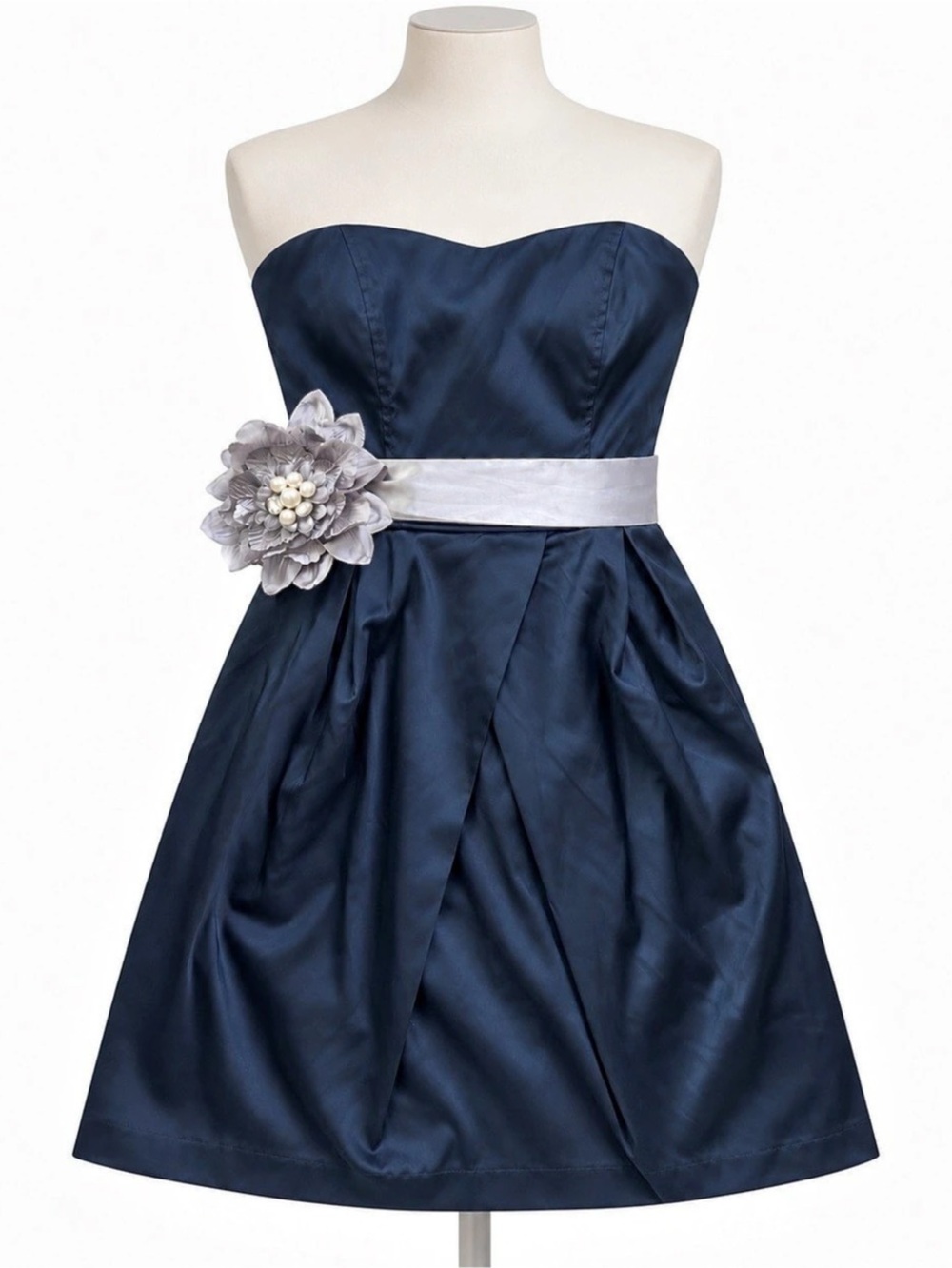 Le Chateau Strapless Mini Dress Blue Silver Size 9/10 Like New